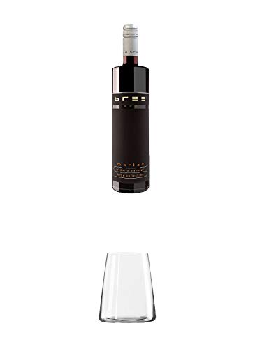 Bree Red Merlot 0,75 Liter + Stölzle Power Rotweinbecher 1 Stück - 1590022 von 1a Schiefer