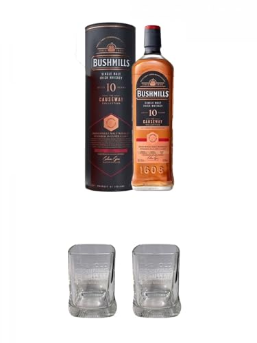 Bushmills 10 CAUSEWAY 54,8 Jahre Matured in Two Woods 0,7 Liter + Bushmills the old Distillery Glas 1 Stück + Bushmills the old Distillery Glas 1 Stück von 1a Schiefer