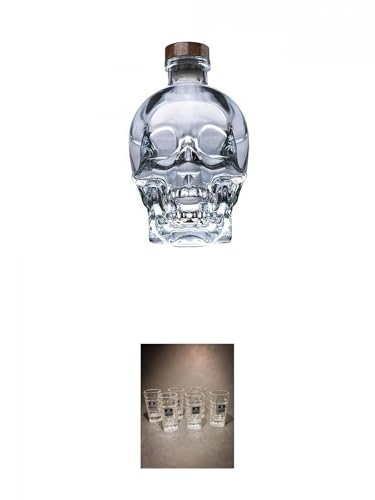 Crystal Head Vodka 0,7 Liter + Three Sixty Vodka SHOT Glas mit Eichstrich 2 & 4 cl - 6 Stück von 1a Schiefer