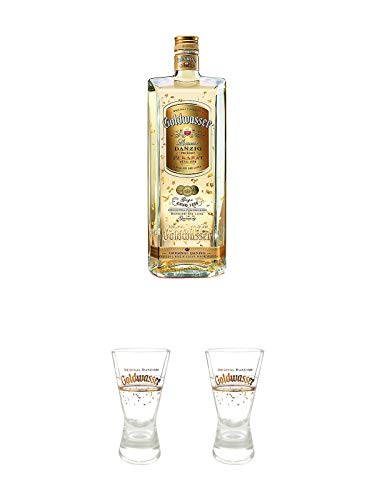 Danziger Goldwasser Likör 0,7 Liter + Der Lachs Danziger Goldwasser Shotglas 2 cl 1 Stück + Der Lachs Danziger Goldwasser Shotglas 2 cl 1 Stück von 1a Schiefer