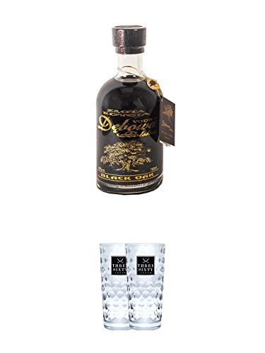 Debowa BLACK Vodka 0,7 Liter + Three Sixty Vodka Gläser 2 Stück von 1a Schiefer