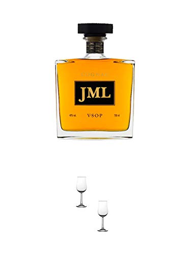 Debowa COGNAC JML VSOP 0,7 Liter + Nosing Gläser Kelchglas Bugatti mit Eichstrich 2cl und 4cl - 2 Stück von 1a Schiefer