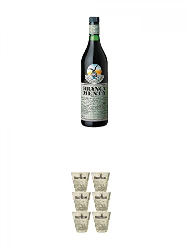 Fernet Branca Menta aus Italien 1,0 Liter + Fernet Branca Shot Glas mit Eichstrich 2 cl - 6 Stück von 1a Schiefer