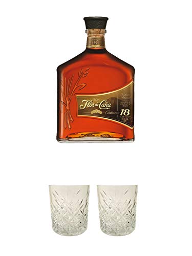 Flor de Cana Centenario Gold 18 Jahre Nicaragua 0,7 Liter + Rum Glas 1 Stück + Rum Glas 1 Stück von 1a Schiefer