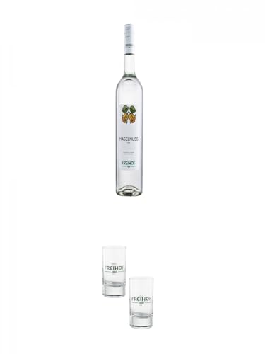 Freihof 1885 Haselnuss Geist 0,5 Liter + Freihofs Shot Glas 4cl 2 Stück von 1a Schiefer