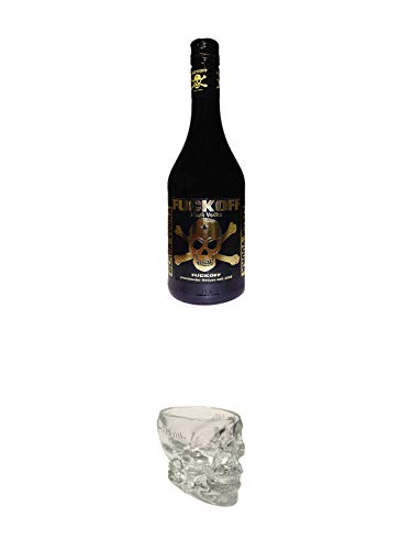 Fuckoff Off Vodka black 0,7 + Wodka Totenkopf aus Glas 1 Stück 29 ml von 1a Schiefer