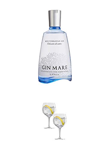 Gin Mare aus Spanien 1,0 Liter MAGNUM + Spiegelau Gin & Tonic 4390179 2 Gläser von 1a Schiefer