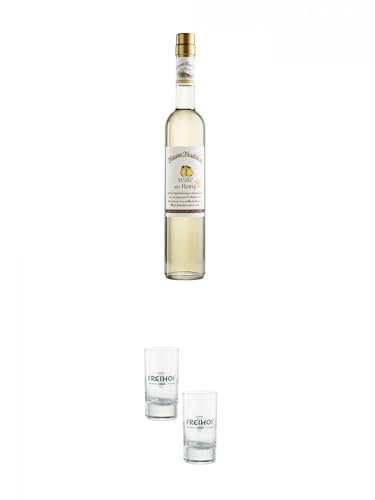 Hauser Tradition Williams Birne mit Honig 35% 0,7 Liter + Freihofs Shot Glas 4cl 2 Stück von 1a Schiefer