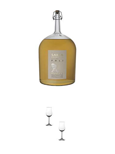 Jacopo Poli Sarpa BARRIQUE di Poli Big Mama Grappa Italien 3,0 Liter + Nosing Gläser Kelchglas Bugatti mit Eichstrich 2cl und 4cl - 2 Stück von 1a Schiefer