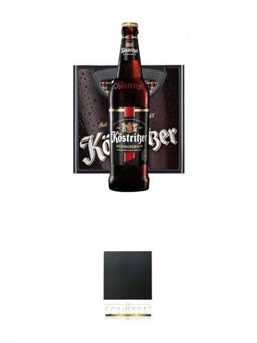 Köstritzer Schwarzbier 20 x 0,5 Liter + Schiefer Glasuntersetzer eckig ca. 9,5 cm Durchmesser von 1a Schiefer