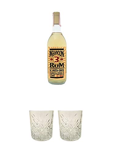 Malecon Carta Oro Rum 3 Jahre Panama 1,0 Liter + Rum Glas 1 Stück + Rum Glas 1 Stück von 1a Schiefer