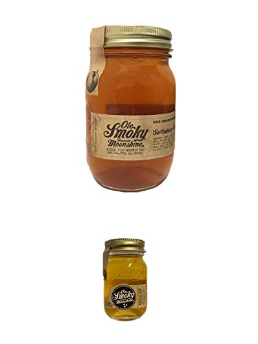 Ole Smoky Moonshine Apple Pie (40 proof) im 0,5 Liter Glas + Ole Smoky Moonshine Apple Pie (70 proof) 0,05 Liter Miniatur von 1a Schiefer