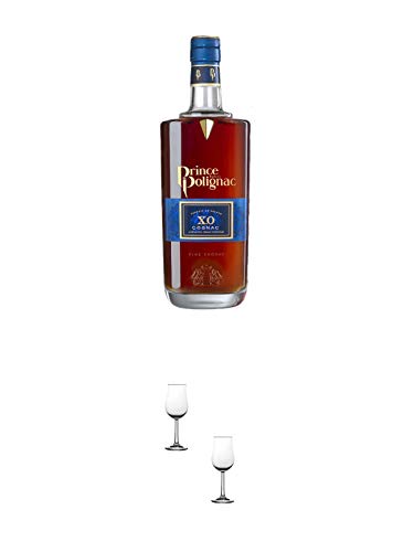 Polignac Cognac XO Frankreich 0,7 Liter + Nosing Gläser Kelchglas Bugatti mit Eichstrich 2cl und 4cl - 2 Stück von 1a Schiefer