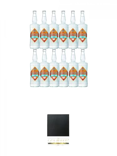 Salitos ICE Bier 12 x 0,65 Liter MW Flasche + Schiefer Glasuntersetzer eckig ca. 9,5 cm Durchmesser von 1a Schiefer