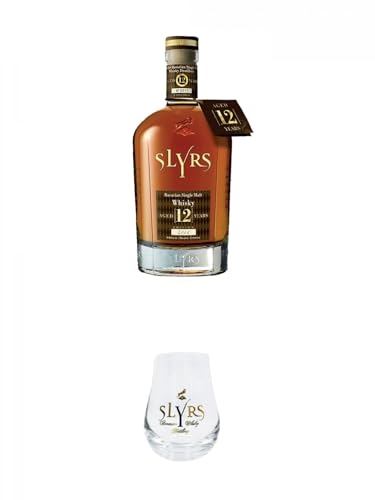 Slyrs Bavarian Whisky - 12 Jahre in GP 0,7 Liter + Slyrs Nosingglas/Degustationsglas mit Eichstrich 2 cl 1er Pack von 1a Schiefer