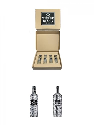 Three Sixty Vodka Set 4 x 4 cl Miniaturen im Geschenkkarton + Three Sixty Vodka 0,7 Liter + Three Sixty Vodka 6,0 Liter MAGNUM von 1a Schiefer