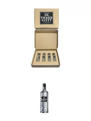 Three Sixty Vodka Set 4 x 4 cl Miniaturen im Geschenkkarton + Three Sixty Vodka 1,0 Liter von 1a Schiefer