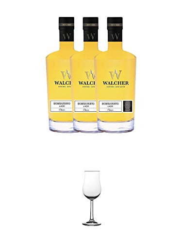 Walcher Bombardino Ei Rum-Likör 17% 3 x 0,7 Liter + Nosing Gläser Kelchglas Bugatti mit Eichstrich 2cl und 4cl 1 Stück von 1a Schiefer