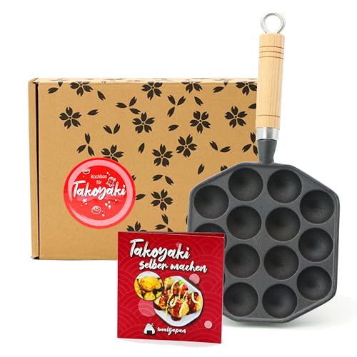 1mal1japan Takoyaki Kochset für japanische Oktopusbällchen (für 8 Portionen, 6-teiliges DIY Takoyaki Box, inkl. Anleitung), Geschenkidee (Takoyaki Kochbox mit Pfanne) von 1mal1japan