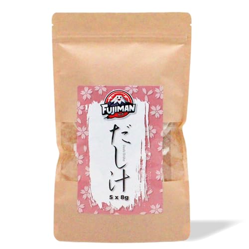 FUJIMAN Dashi Brühe Beutel, küchenfertig | Dashi Paket aus Shiitake & Kombu - japanische Würzbrühe| vegan, glutenfrei, laktosefrei, ohne Geschmacksverstärker (8 x 5 g) von 1mal1japan