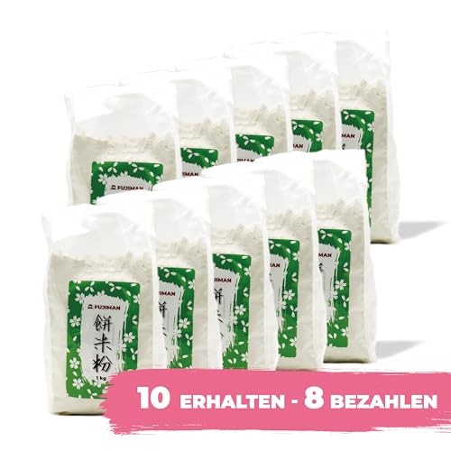 FUJIMAN Klebreismehl (glutinous) | ideal für japanische Mochi, Dango und glutenfreies Backen | vegan, glutenfrei (1 x 1 kg) (10 x 1 kg) von 1mal1japan