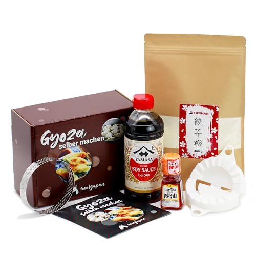 Gyoza Kochset für japanische Teigtaschen (für 20 Dumplings, 6-teilige DIY Gyoza Box, inkl. Anleitung), Geschenkidee von 1mal1japan