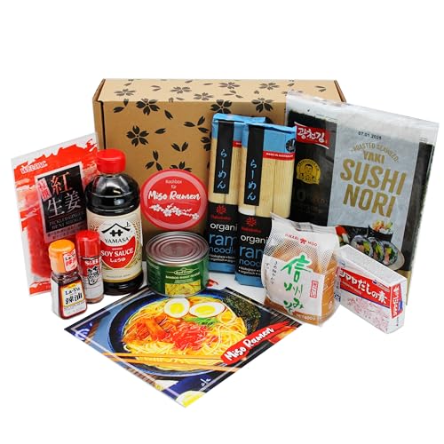 Miso Ramen Kochset für japanische Nudelsuppe (für 6 Portionen, 10-teilige DIY Ramen Box, inkl. Anleitung), Geschenkidee von 1mal1japan