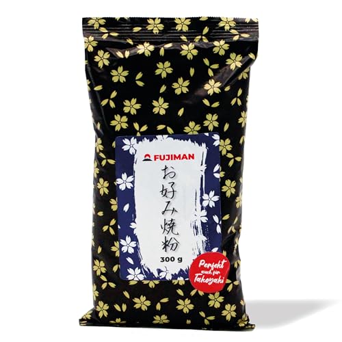 FUJIMAN Okonomiyakiko | Okonomiyaki Teig Mehl für japanische Pfannkuchen | 300 g Mehl für 6 Portionen Okonomiyaki | auch perfekt für Takoyaki | vegan (1 x 250 g) von 1mal1japan