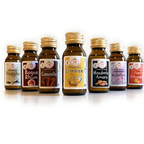 20Tipici® Natürliche Aromen Lebensmittelfarben Gebäckset – 7 natürliche Geschmacksrichtungen für Desserts, Kuchen und Kekse – 7 Flaschen à 60 ml (Aromaset) von 20Tipici