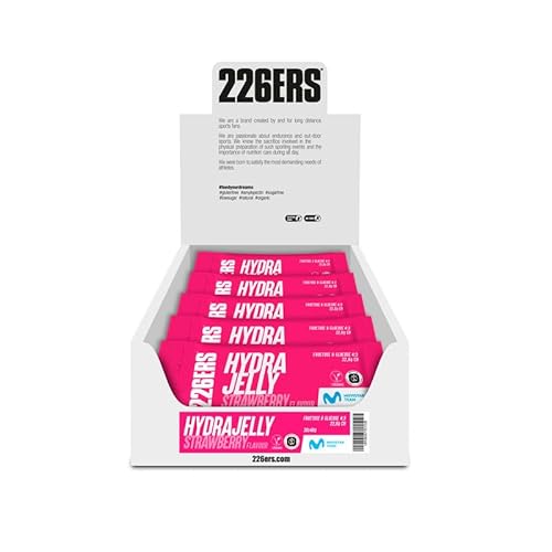 226ERS – Hydrajelly, Gelatine-Textur-Energiegel, 30 x 40 g, basierend auf Glukose und Fruktose, sofortige Energie, Muskelregeneration, Natriumbeitrag, bessere Assimilation und Verdauung, Erdbeere von 226ERS