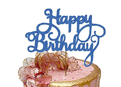 Happy Birthday Kuchendekoration, 300 g/m², Glitzerkarte, glitzernde Dekoration, Party, 17,8 x 14 cm von 3 LITTLE DESSERTS