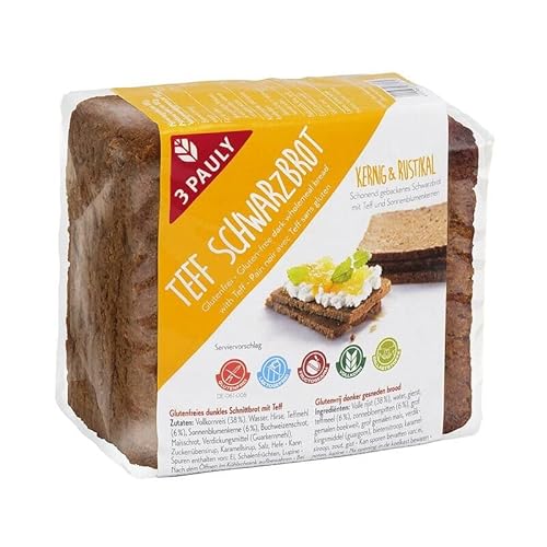 3 Pauly Teff Schwarzbrot glutenfrei - 500g x 6-6er Pack VPE von 3 Pauly