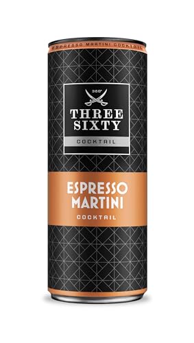 THREE SIXTY ESPRESSO MARTINI COCKTAIL | PREMIX 1 x 250ml | Vorgemixter Longdrink in der Dose "to-go" | Intensiver Espresso Martini Geschmack | 10% vol. von 360° Three Sixty