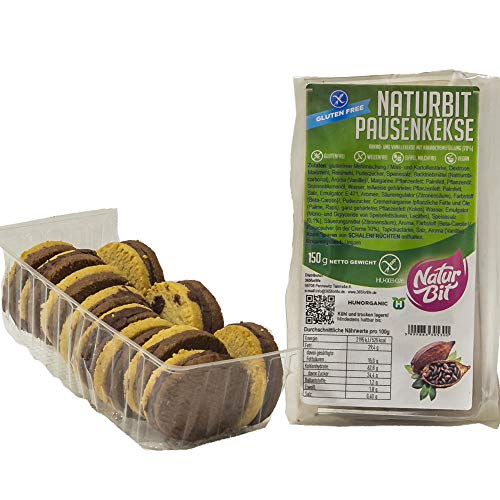 NATURBIT glutenfreie Kakao + Vanille Kekse mit Kakao Creme Füllung 20% | Cookies -VEGAN - laktosefrei - glutenfrei - handgemacht | Süßigkeit für nahrhaft abwechslungsreiche Lunchbox von 365forlife