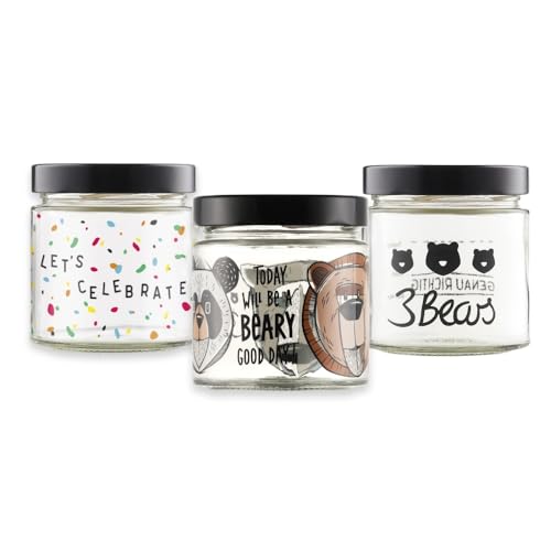 3Bears Frühstücks-Glas 3er Set für echte Porridge Lover | 3x Overnight Oat Glas für ein leckeres & schnelles Frühstück | Mit praktischer Markierung zum Abmessen für deine perfekten Oats von 3Bears