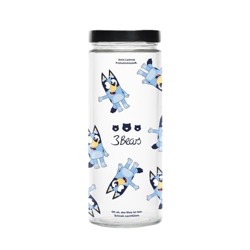 3Bears Knuspermüsli Vorratsglas – Bluey Edition | Luftdichtes Glas mit Deckel für Müsli von 3Bears