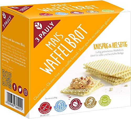 3 PAULY Mais Waffelbrot - glutenfrei, 6er Pack (6 x 100 g) von 3PAULY