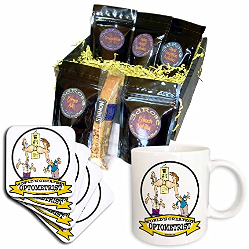 3dRose cgb_103411_1 Funny Worlds Greatest Optometrist Beruf Job Cartoon-Kaffee-Geschenkkorb, mehrfarbig von 3dRose