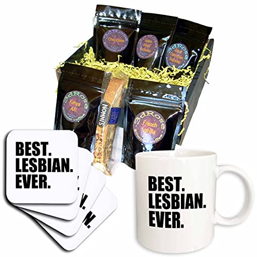 3dRose cgb_151522_1 Best Lesbian Ever-Fun Gay Pride, lustiger Humor, schwarzer Text, Kaffee-Geschenkkorb, mehrfarbig von 3dRose