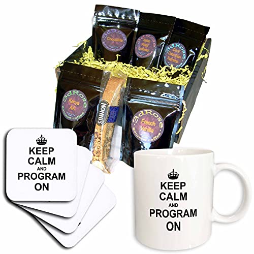 3dRose cgb_157757_1 "Keep Calm Carry on Programmierung", Codier-Programmierer, Jobspaß, lustiger Humor-Kaffee-Geschenkkorb, mehrfarbig von 3dRose