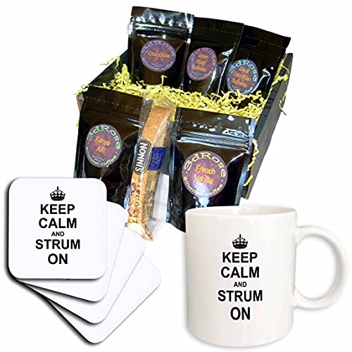 3dRose cgb_157774_1 "Keep Calm Carry on Guitar Strumming-Gitarrist", Musiker, lustiger Humor-Kaffee-Geschenkkorb, mehrfarbig von 3dRose