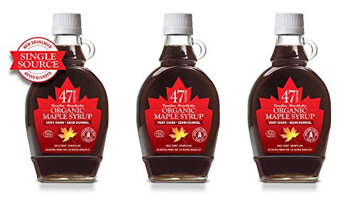 47° North Kanadischer Bio Ahornsirup Very Dark, 3x250g, Single Source, Grade A, glutenfrei, vegan, organic Maple Syrup, kräftiger Geschmack für Pancakes & mehr von 47 North