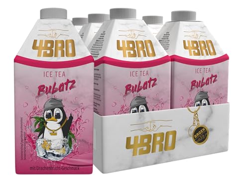 4BRO Ice Tea Bubatz Drachenfrucht - Exotischer und fruchtiger Geschmack - Wiederverschließbare Kappe - 8 x 500 ml von 4BRO