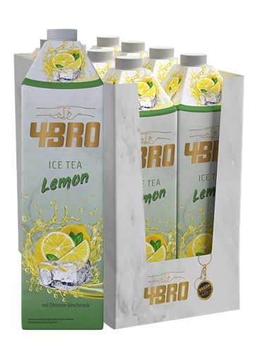 4BRO Ice Tea Lemon - Erfrischender Eistee mit Zitronen-Geschmack - Wiederverschließbare Kappe - 8 x 1l von 4BRO