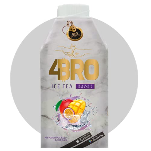 4BRO Ice Tea Mango-Maracuja - Exotischer Eistee mit Mango-Maracuja-Geschmack - Wiederverschließbare Kappe - 8 x 500 ml von 4BRO