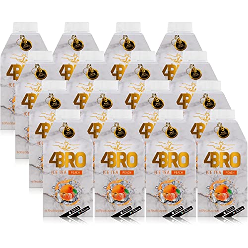 4BRO Ice Tea Pfirsich - Fruchtiger Eistee mit Pfirsich-Geschmack - Wiederverschließbare Kappe - 16 x 500ml von 4BRO