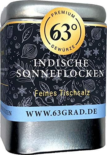 63 Grad Indische Sonnenflocken - feines, sonnengetrocknetes Meersalz (75g) von 63 Grad