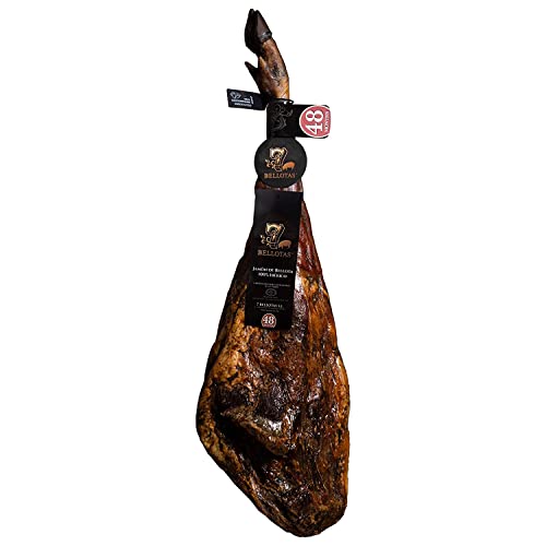 7 BELLOTAS Iberischer Eichel-Schinken | JAMON 100% IBERICO Rasse Bellota PATA NEGRA | Spanischer Schinken 48 Monate (Stück +7,5KG) von 7 BELLOTAS