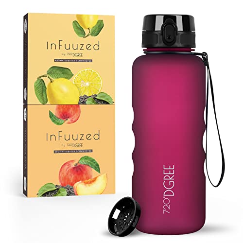 720°DGREE Eistee Trinkflasche 1,5 Liter “uberBottle + InFuuzed“ - BPA-Frei, Ohne Zucker, Keine Kalorien - Einfach lecker - Geschmack für die Wasserflasche, Eis Tee Alternative - 2x 25 Beutel mind. 25l von 720°DGREE