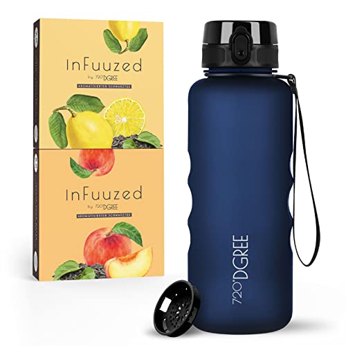 720°DGREE Eistee Trinkflasche 1,5 Liter “uberBottle + InFuuzed“ - BPA-Frei, Ohne Zucker, Keine Kalorien - Einfach lecker - Geschmack für die Wasserflasche, Eis Tee Alternative - 2x 25 Beutel mind. 25l von 720°DGREE